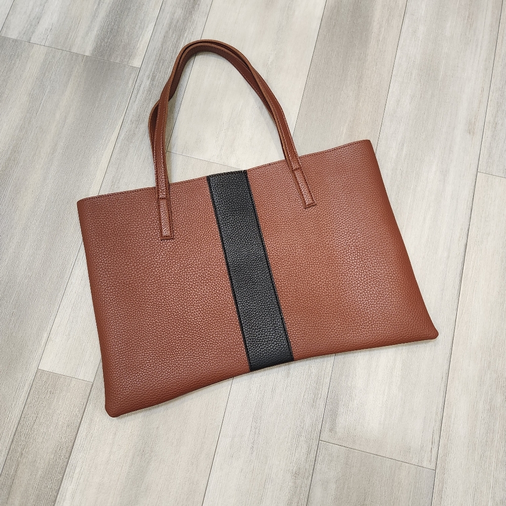 Vince Camuto Luck tote bag L women laptop shopper vegan leather brown minimalist